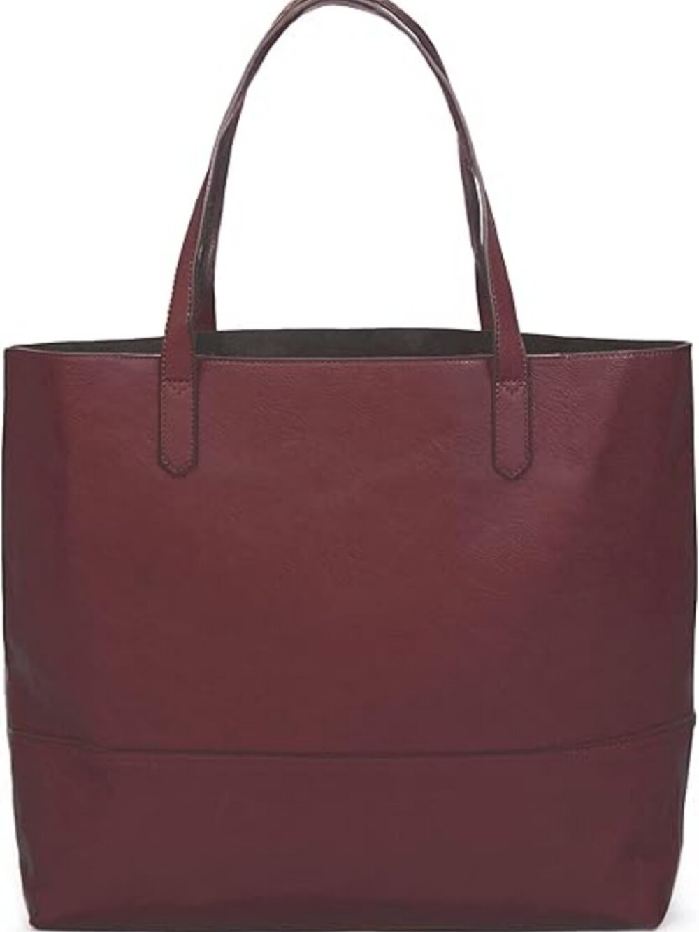 Vegan Leather Tote - Womens Slouchy Shoulder Bag with Open Top